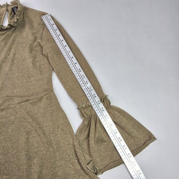 AX Paris Long-Sleeve Dress High Ruffled Collar & Bell Sleeves Size 10 Acadamia - Picture 3 of 10